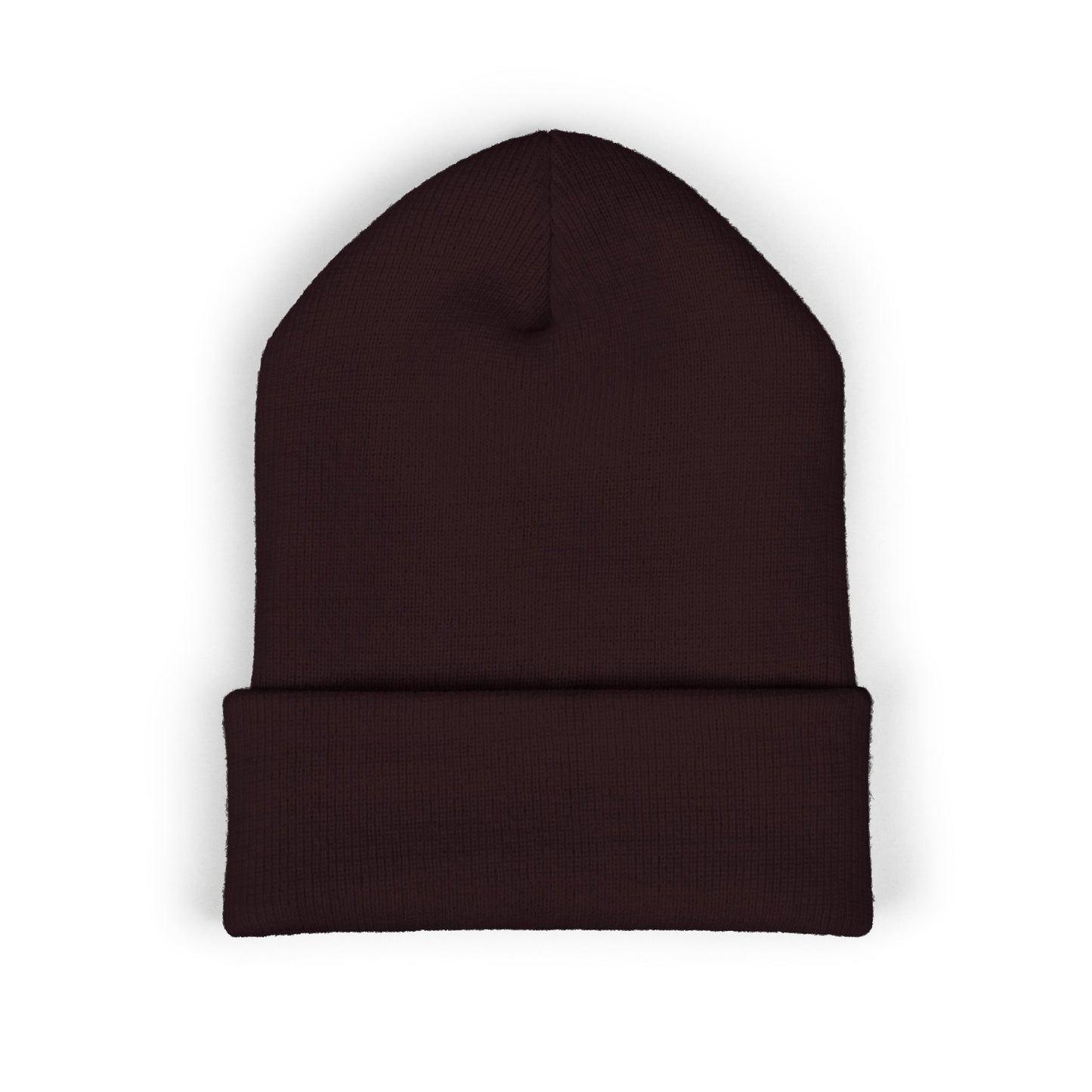 Brown Embroidered Classic Cuffed Beanie
