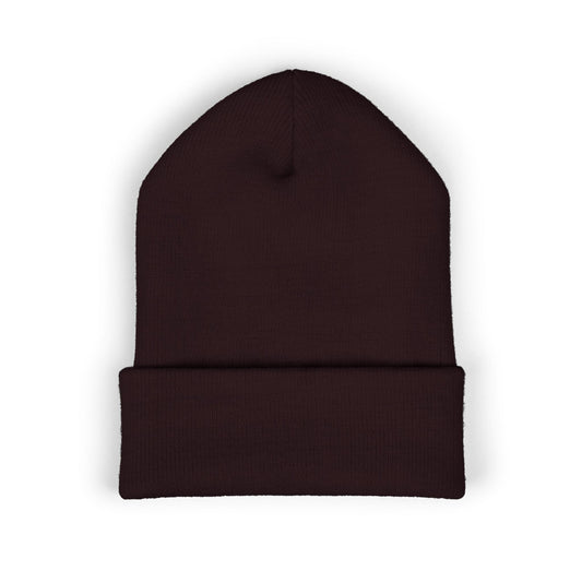 Brown Embroidered Classic Cuffed Beanie